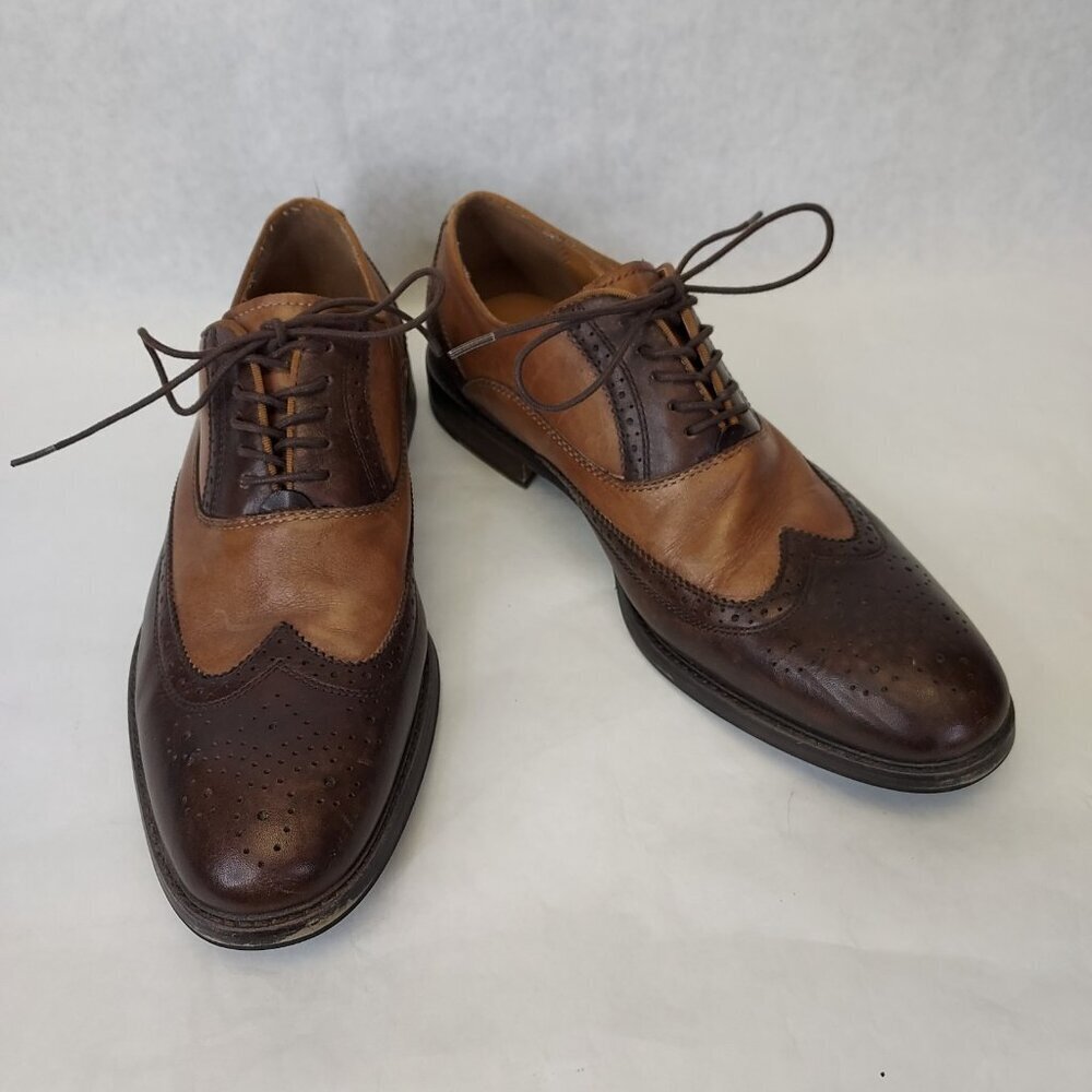 Aldo Wingtip Oxford Brogue Men's 8 Classic Dress Shoes Leather Brown Tan Lace up